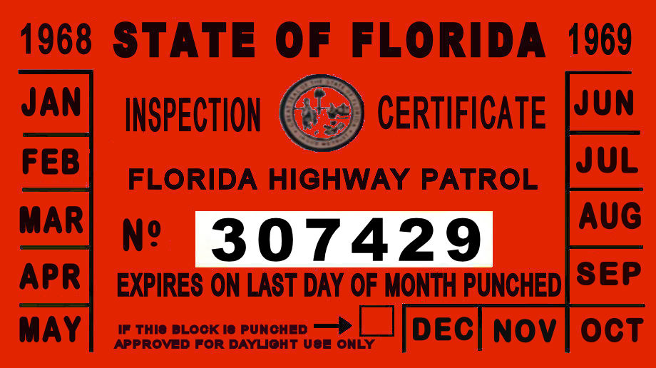 (image for) 1968-69 Florida Inspection sticker